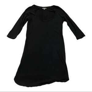 James Perse Asymmetrical Hem Raglan Long Sleeve Jersey Dress Navy Size 1